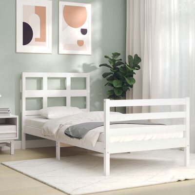 vidaXL Bed Frame without Mattress White 90x200 cm Solid Wood