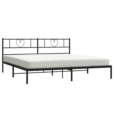 vidaXL Metal Bed Frame without Mattress with Headboard Black 193x203 cm