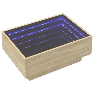 vidaXL Coffee Table with LED Sonoma Oak 70x50x30 cm Engineered Wood