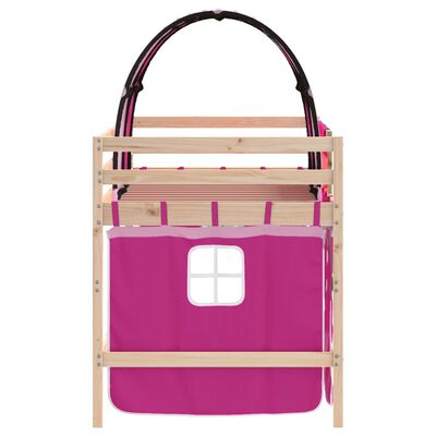 vidaXL Kids' Loft Bed with Tunnel without Mattress Pink 90x190 cm Single