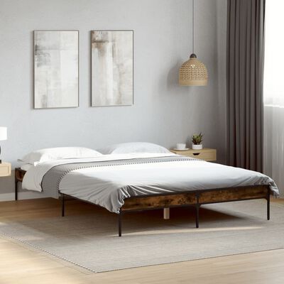 vidaXL Bed Frame without Mattress Smoked Oak 120x190 cm Small Double