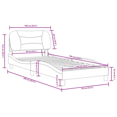 vidaXL Bed Frame with LED without Mattress Brown 90x190 cm Single