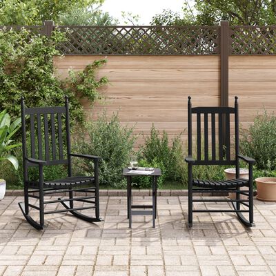 vidaXL Rocking Chairs with Curved Seats 2 pcs Black Solid Wood Poplar