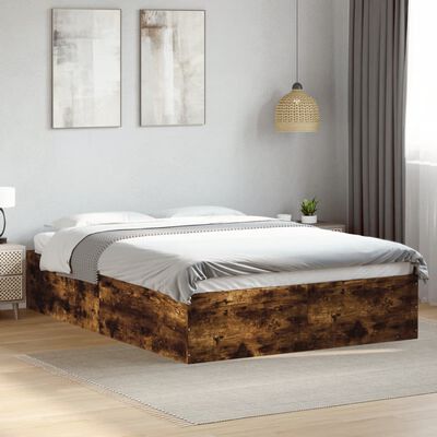 vidaXL Bed Frame without Mattress Smoked Oak 120x200 cm