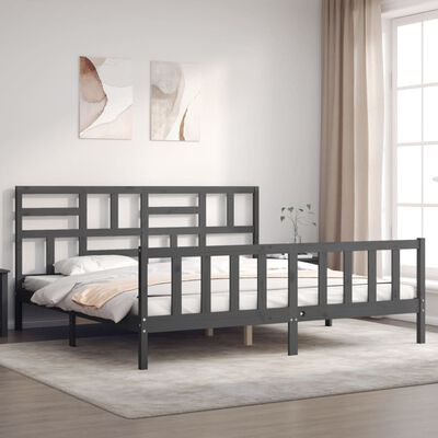 vidaXL Bed Frame without Mattress Grey 200x200 cm Solid Wood Pine