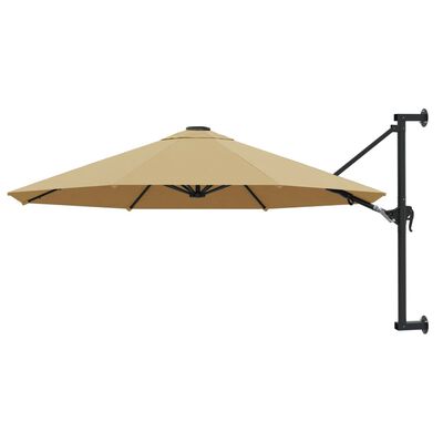 vidaXL Wall-Mounted Garden Parasol with Metal Pole 300 cm Taupe