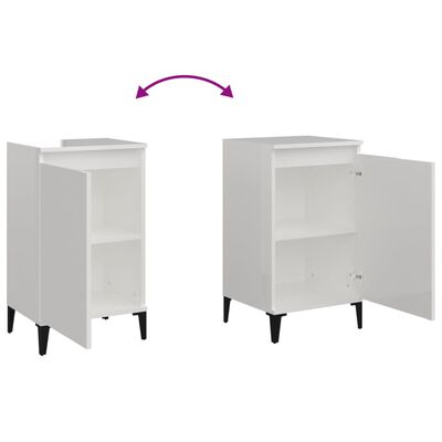 vidaXL Bedside Cabinets 2 pcs High Gloss White 40x35x70cm Engineered Wood