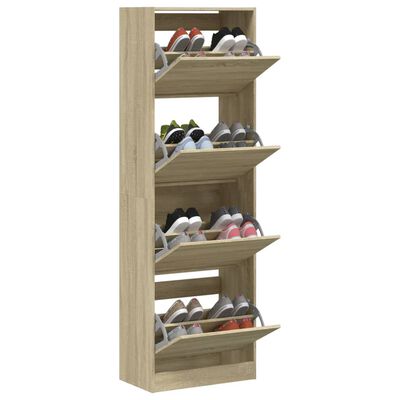 vidaXL Shoe Cabinet with 4 Flip-Drawers Sonoma Oak 60x34x187.5 cm