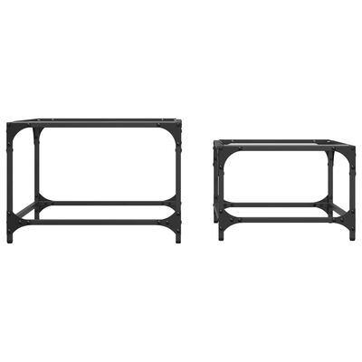 vidaXL Nesting Coffee Tables 2 pcs with Transparent Glass Top Steel