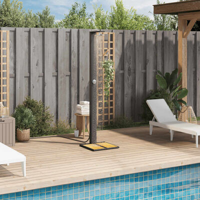 vidaXL Outdoor Shower Black 50x55x224 cm Poly Rattan and Acacia Wood