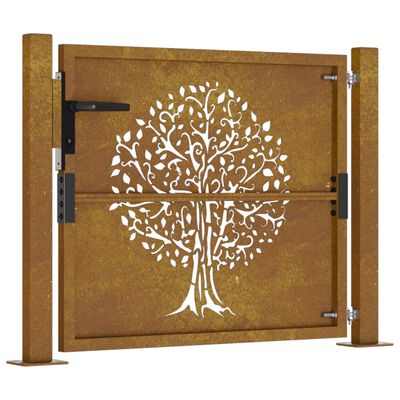 vidaXL Garden Gate 105x105 cm Corten Steel Tree Design