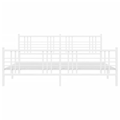 vidaXL Metal Bed Frame without Mattress with Footboard White 180x200 cm Super King