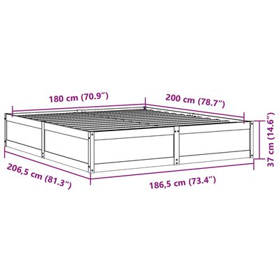 vidaXL Bed Frame without Mattress White 180x200 cm Super King Solid Wood Pine