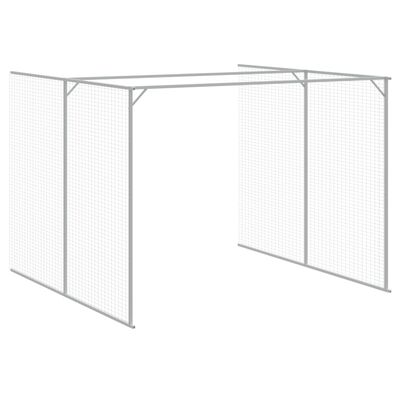 vidaXL Dog House with Run Light Grey 214x457x181 cm Galvanised Steel