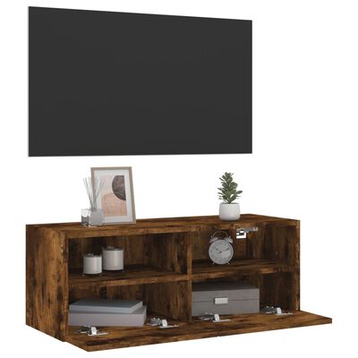 vidaXL TV Wall Cabinet Smoked Oak 80x30x30 cm Engineered Wood