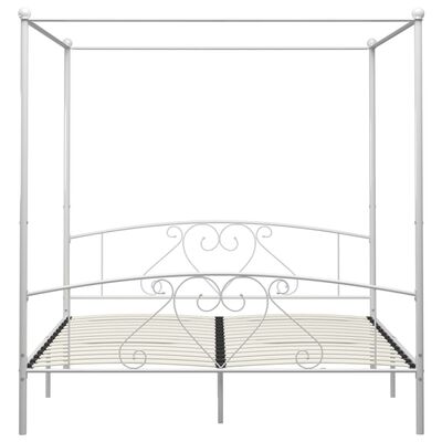 vidaXL Canopy Bed Frame without Mattress White Metal 200x200 cm