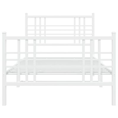 vidaXL Metal Bed Frame without Mattress with Footboard White 90x190 cm Single