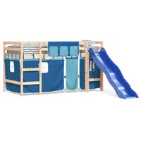 vidaXL Kids' Loft Bed with Curtains without Mattress Blue 80x200 cm