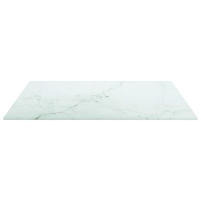 vidaXL Table Top White 50x50 cm 6 mm Tempered Glass with Marble Design