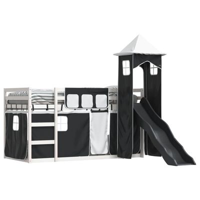 vidaXL Bunk Bed without Mattress with Slide White and Black 80x200 cm