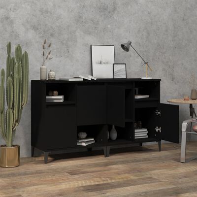 vidaXL Sideboards 2 pcs Black 60x35x70 cm Engineered Wood