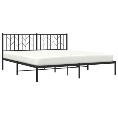 vidaXL Metal Bed Frame without Mattress with Headboard Black 183x213 cm