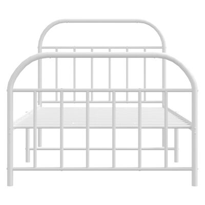 vidaXL Metal Bed Frame without Mattress with Footboard White 100x190 cm