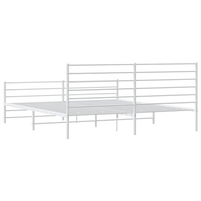 vidaXL Metal Bed Frame without Mattress with Footboard White 193x203 cm