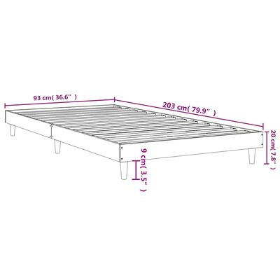 vidaXL Bed Frame without Mattress Black 90x200 cm Engineered Wood