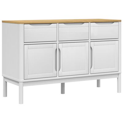 vidaXL Sideboard FLORO White 114x43x74 cm Solid Wood Pine