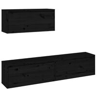 vidaXL TV Cabinets 3 pcs Black Solid Wood Pine