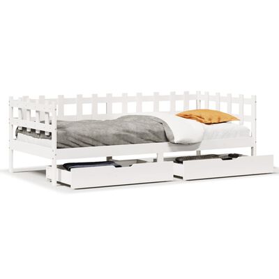 vidaXL Daybed with Drawers without Mattress White 90x190 cm Single Solid Wood