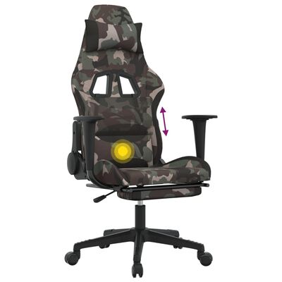 vidaXL Swivel Gaming Chair with Footrest Black and Camouflage Fabric