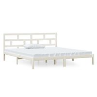 vidaXL Bed Frame without Mattress White Solid Wood 140x190 cm (809998+814195)