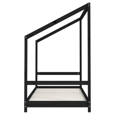 vidaXL Kids Bed Frame Black 2x(90x200) cm Solid Wood Pine