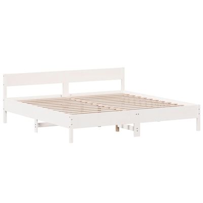 vidaXL Bed Frame without Mattress White 180x200 cm Super King Solid Wood Pine