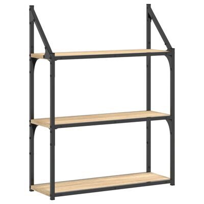 vidaXL 3-Tier Wall Shelf Sonoma Oak 60x21x78.5 cm Engineered Wood