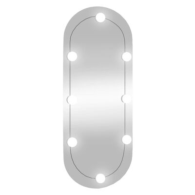 vidaXL Wall Mirror with LED Lights 30x70 cm Glass Oval