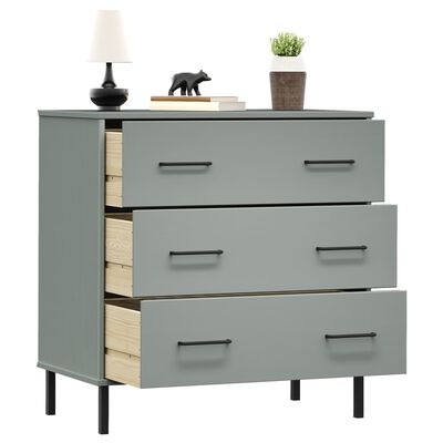 vidaXL Sideboard with 3 Drawers Grey 77x40x79.5 cm Solid Wood OSLO