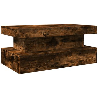 vidaXL Coffee Table with LED Lights Smoked Oak 90x50x40 cm