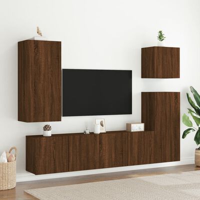 vidaXL TV Cabinets Wall-mounted 2 pcs Brown Oak 80x30x41 cm