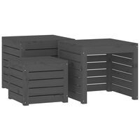 vidaXL 3 Piece Garden Box Set Grey Solid Wood Pine