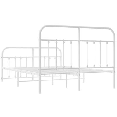 vidaXL Metal Bed Frame without Mattress with Footboard White 150x200 cm King Size