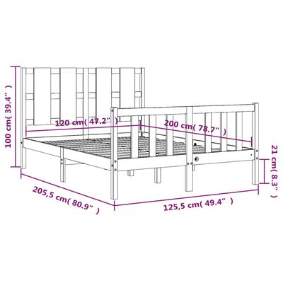 vidaXL Bed Frame without Mattress White 120x200 cm Solid Wood Pine