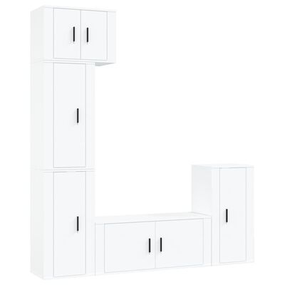 vidaXL 5 Piece TV Cabinet Set White Engineered Wood