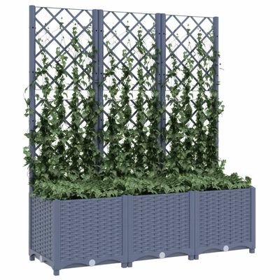 vidaXL Garden Planter with Trellis Dark Grey 120x40x136 cm PP