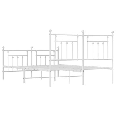 vidaXL Metal Bed Frame without Mattress with Footboard White 150x200 cm King Size