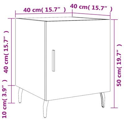 vidaXL Bedside Cabinet Grey Sonoma 40x40x50 cm Engineered Wood