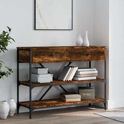 vidaXL Console Table with Drawers and Shelves Smoked Oak Engineered Wood