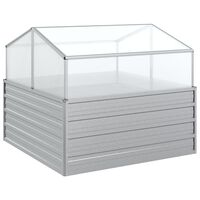 vidaXL Garden Raised Bed with Greenhouse 100x100x85 cm Silver